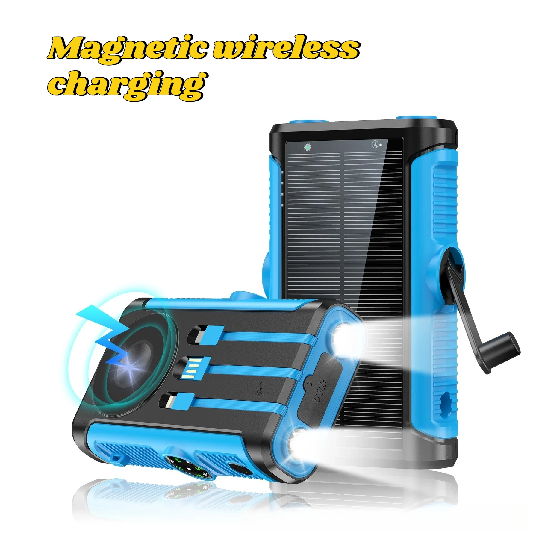 50000mAh Solar Power Bank 22.5W Magnetic Wireless Charging Camping Powerbank with Cables External Battery for IPhone Magsafe - Image 10