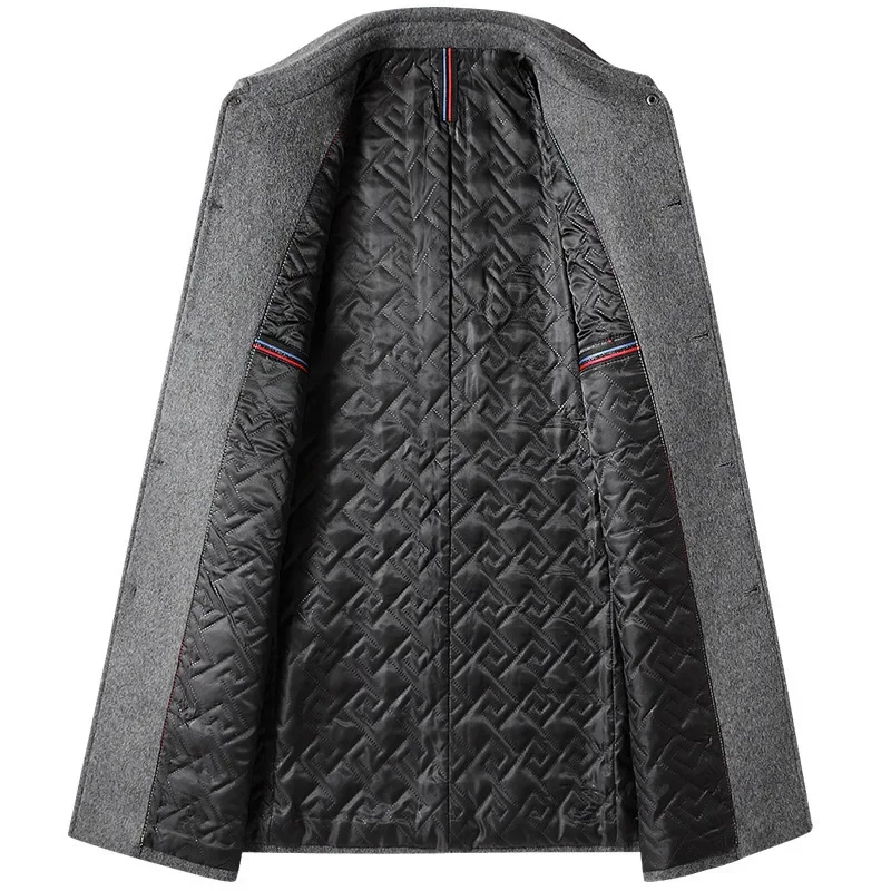 BROWON Brand Winter Coat Men 2026 Autumn Solid Turn-Down Collar Wool Long Jacket for Men New Business Casual Keep Warm Outerwear - Image 3