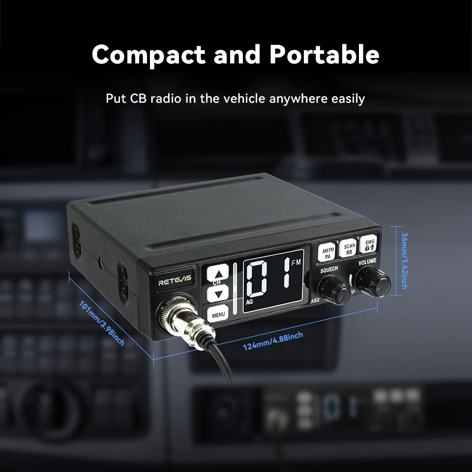 Retevis MB3/MB63 CB Radio Station Long Range Communication Professional Car Mobile Ham Radio AM FM Channel 9/19 VOX For Truckers - Image 5