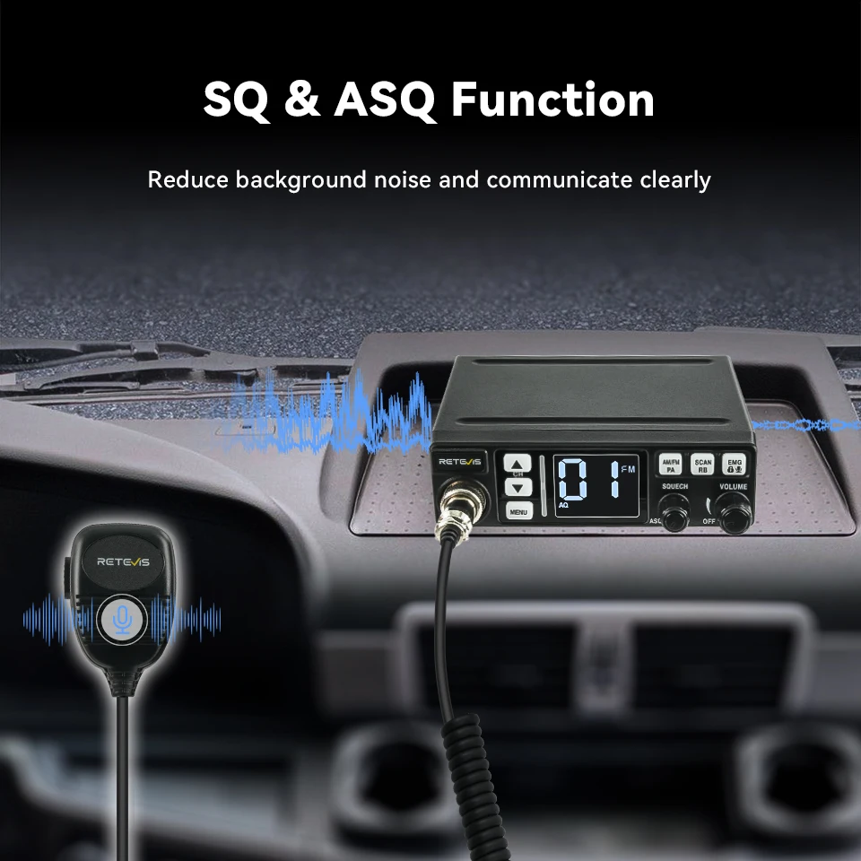 Retevis MB3/MB63 CB Radio Station Long Range Communication Professional Car Mobile Ham Radio AM FM Channel 9/19 VOX For Truckers - Image 6