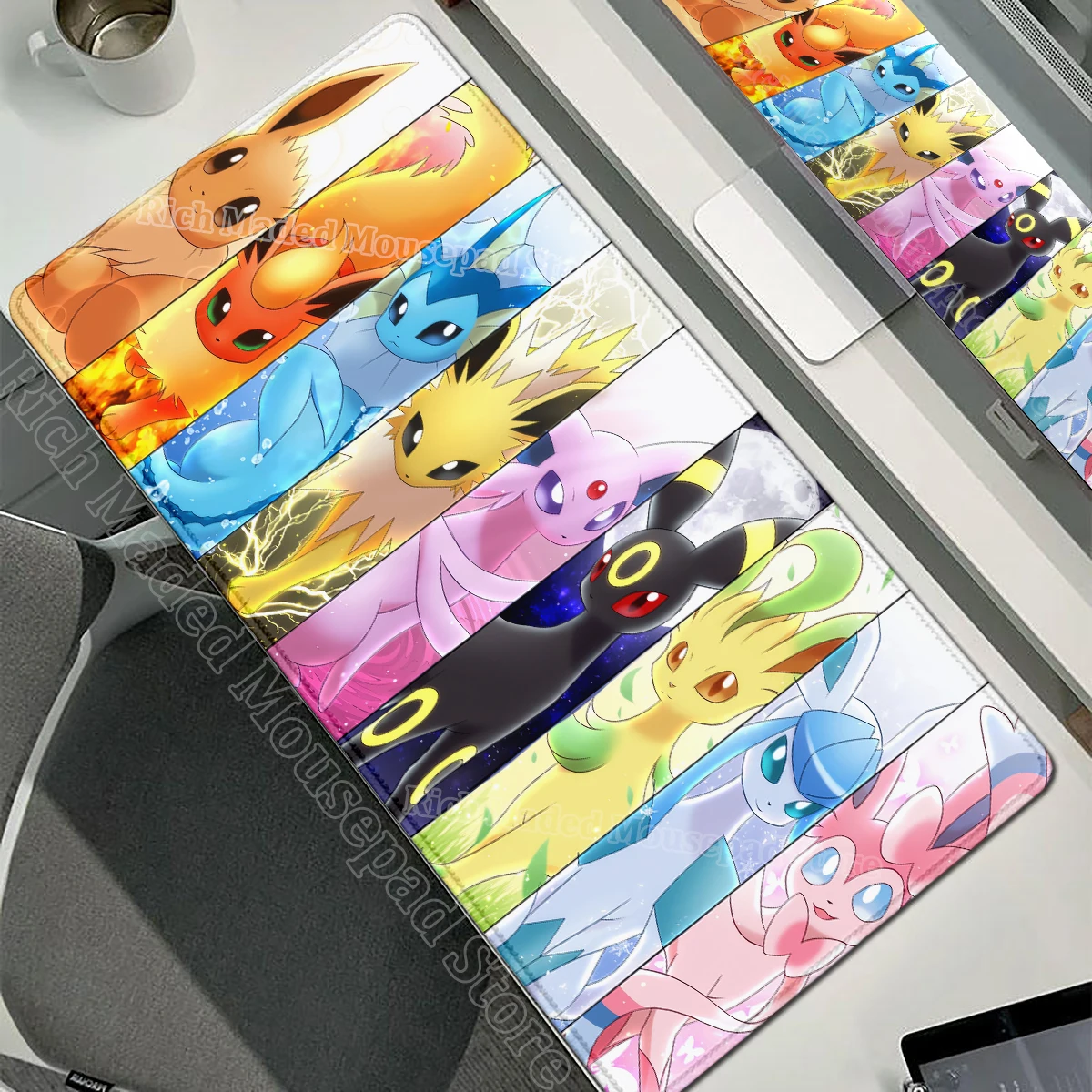 Game Card Pad Gaming Carpet Anime Keyboard Pad Pokemon Eevee Mousepad Gamer Mouse Pads Laptop Extended Desk Mat PC Cabinet Rug - Image 20