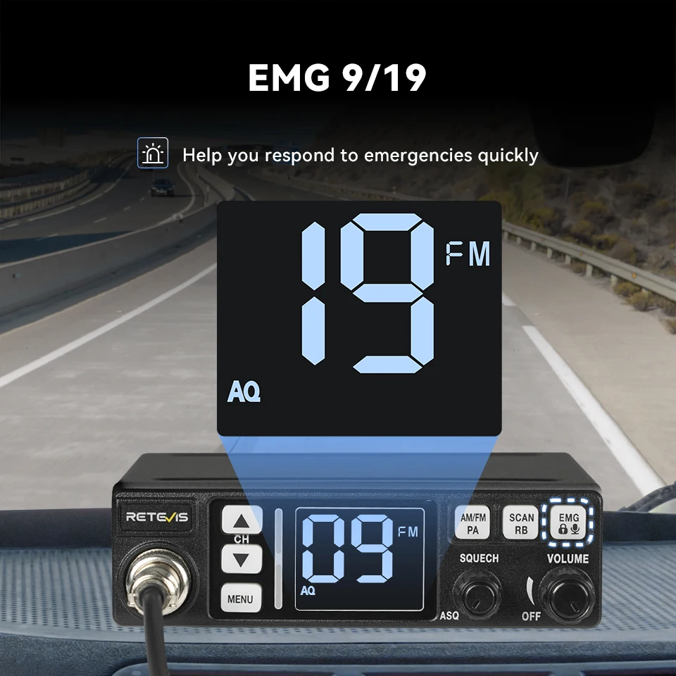 Retevis MB3/MB63 CB Radio Station Long Range Communication Professional Car Mobile Ham Radio AM FM Channel 9/19 VOX For Truckers - Image 4