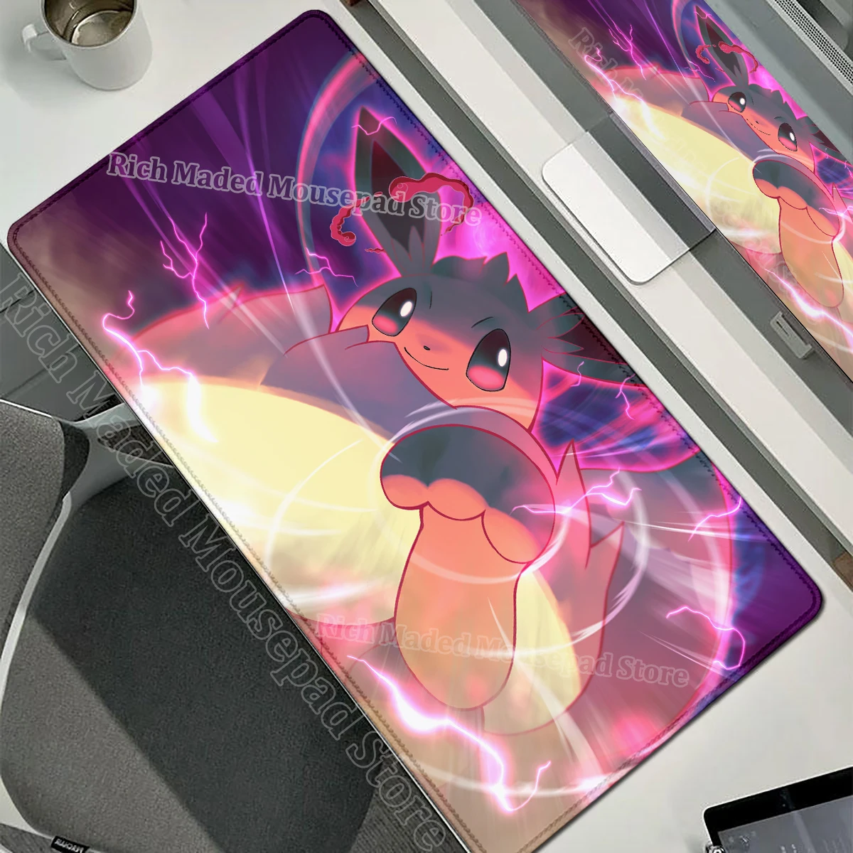 Game Card Pad Gaming Carpet Anime Keyboard Pad Pokemon Eevee Mousepad Gamer Mouse Pads Laptop Extended Desk Mat PC Cabinet Rug - Image 9