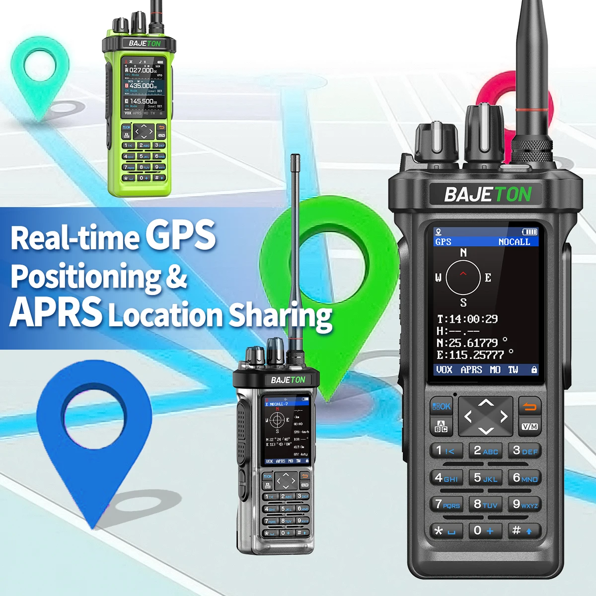 BAJETON BJ-9000 GPS APRS Walkie Talkies 10W CB 27Mhz Receive Bluetooth Programming Long Rang NOAA VOX RT-950 RT-950PRO Ham Radio - Image 2