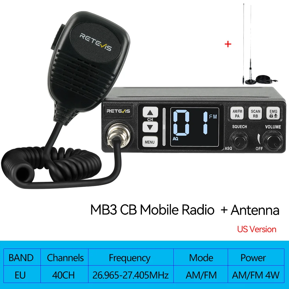 Retevis MB3/MB63 CB Radio Station Long Range Communication Professional Car Mobile Ham Radio AM FM Channel 9/19 VOX For Truckers - Image 9
