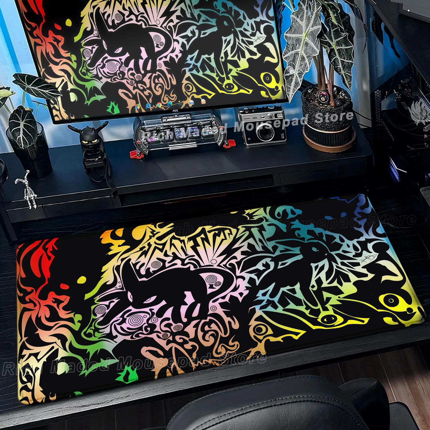 Game Card Pad Gaming Carpet Anime Keyboard Pad Pokemon Eevee Mousepad Gamer Mouse Pads Laptop Extended Desk Mat PC Cabinet Rug - Image 3