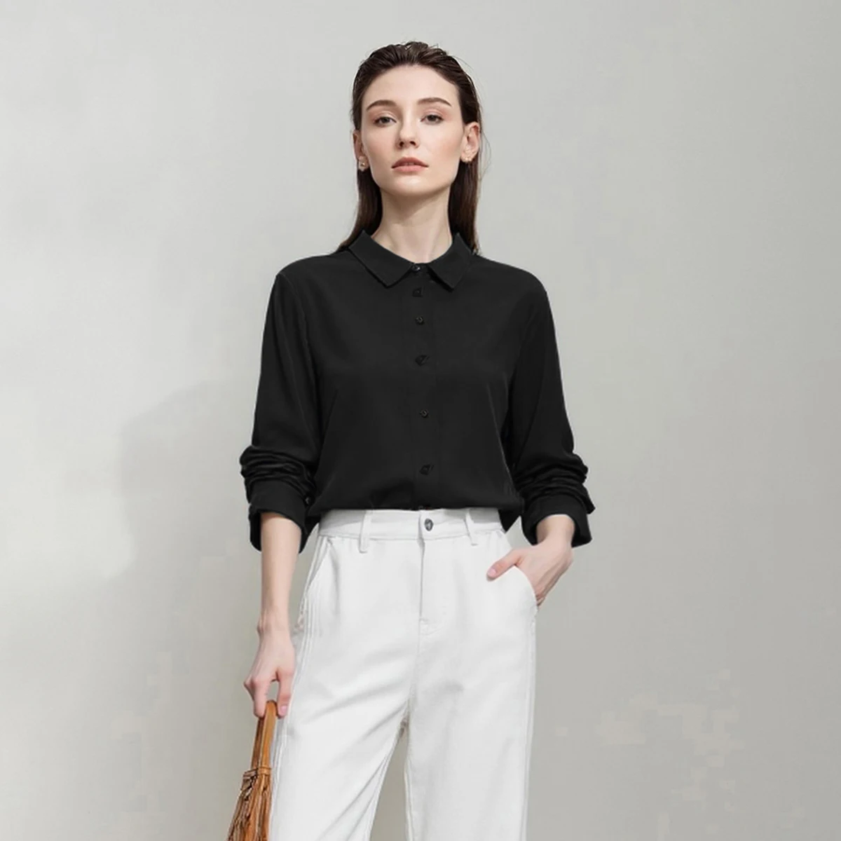 Amii Women Shirts 2026 Autumn New Lapel Collar Geometric Button Contrast Blouse Loose Fit Elegant Office Top for Female 12621102 - Image 3