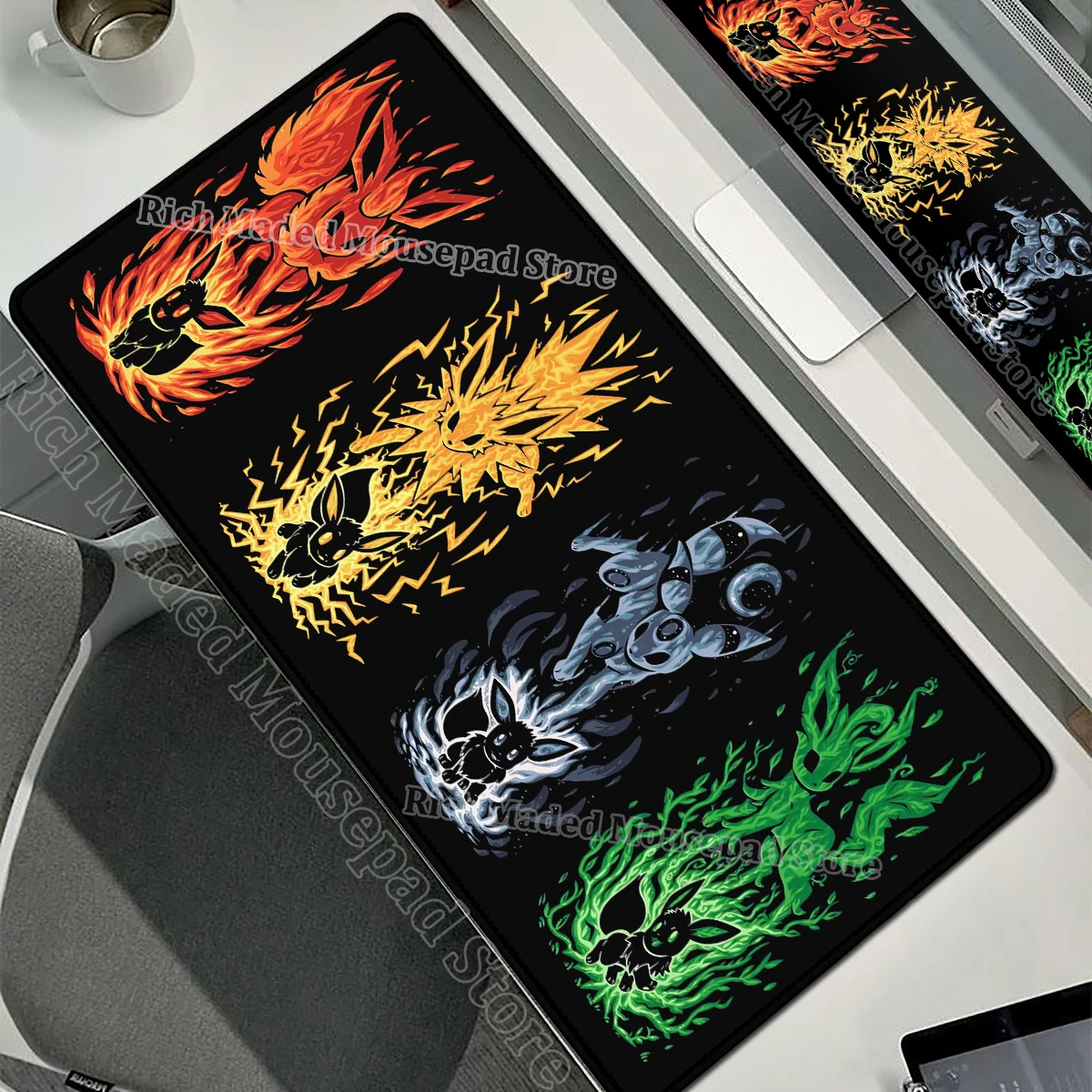 Game Card Pad Gaming Carpet Anime Keyboard Pad Pokemon Eevee Mousepad Gamer Mouse Pads Laptop Extended Desk Mat PC Cabinet Rug - Image 13