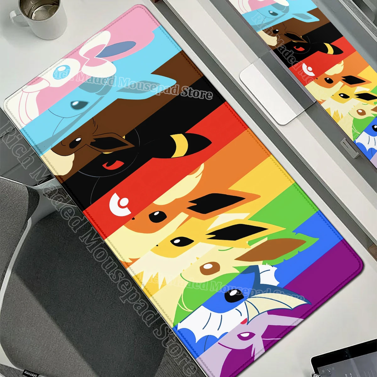 Game Card Pad Gaming Carpet Anime Keyboard Pad Pokemon Eevee Mousepad Gamer Mouse Pads Laptop Extended Desk Mat PC Cabinet Rug - Image 17