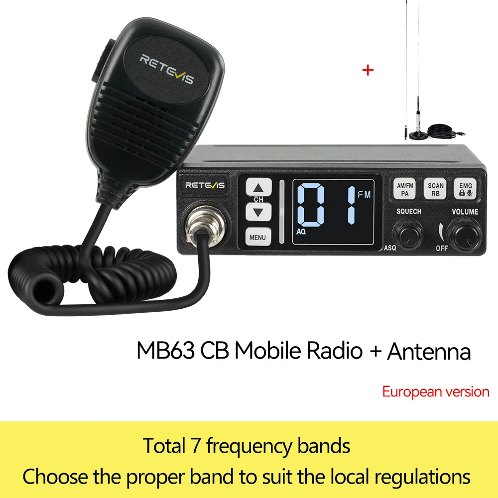 Retevis MB3/MB63 CB Radio Station Long Range Communication Professional Car Mobile Ham Radio AM FM Channel 9/19 VOX For Truckers - Image 8