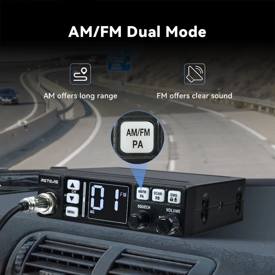 Retevis MB3/MB63 CB Radio Station Long Range Communication Professional Car Mobile Ham Radio AM FM Channel 9/19 VOX For Truckers - Image 2