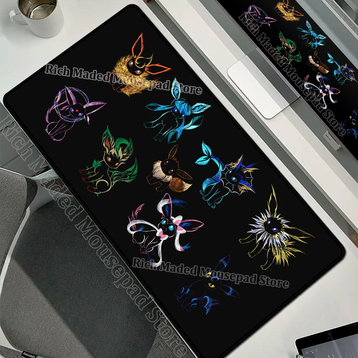 Game Card Pad Gaming Carpet Anime Keyboard Pad Pokemon Eevee Mousepad Gamer Mouse Pads Laptop Extended Desk Mat PC Cabinet Rug - Image 19