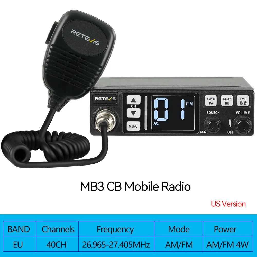 Retevis MB3/MB63 CB Radio Station Long Range Communication Professional Car Mobile Ham Radio AM FM Channel 9/19 VOX For Truckers - Image 10