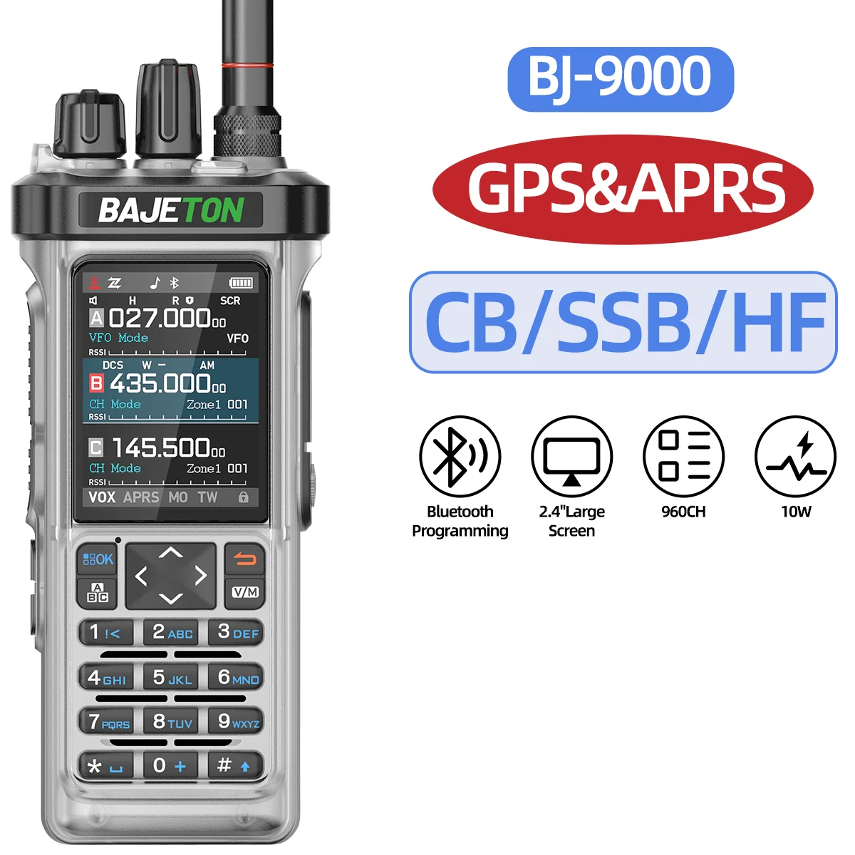 BAJETON BJ-9000 GPS APRS Walkie Talkies 10W CB 27Mhz Receive Bluetooth Programming Long Rang NOAA VOX RT-950 RT-950PRO Ham Radio - Image 8