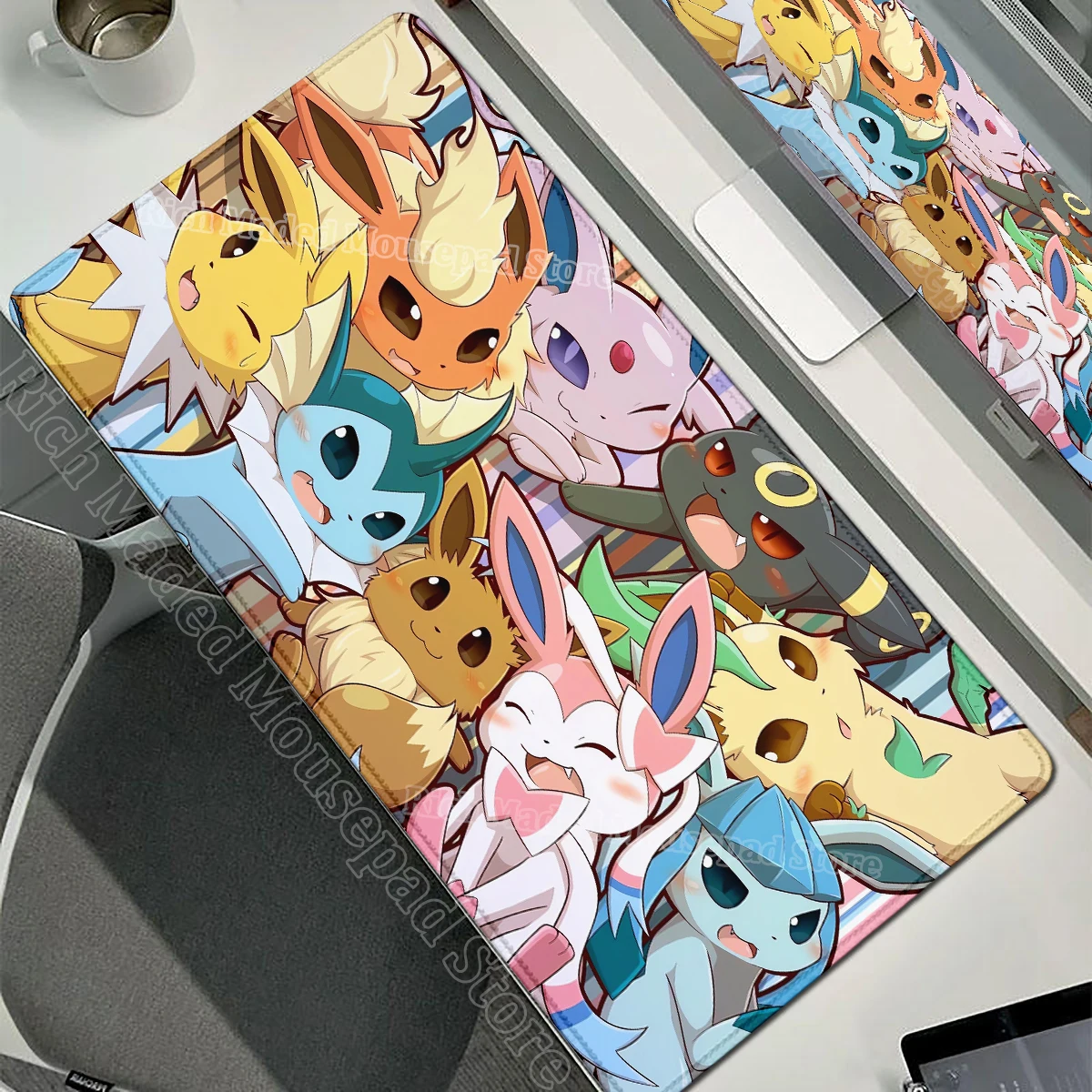 Game Card Pad Gaming Carpet Anime Keyboard Pad Pokemon Eevee Mousepad Gamer Mouse Pads Laptop Extended Desk Mat PC Cabinet Rug - Image 15
