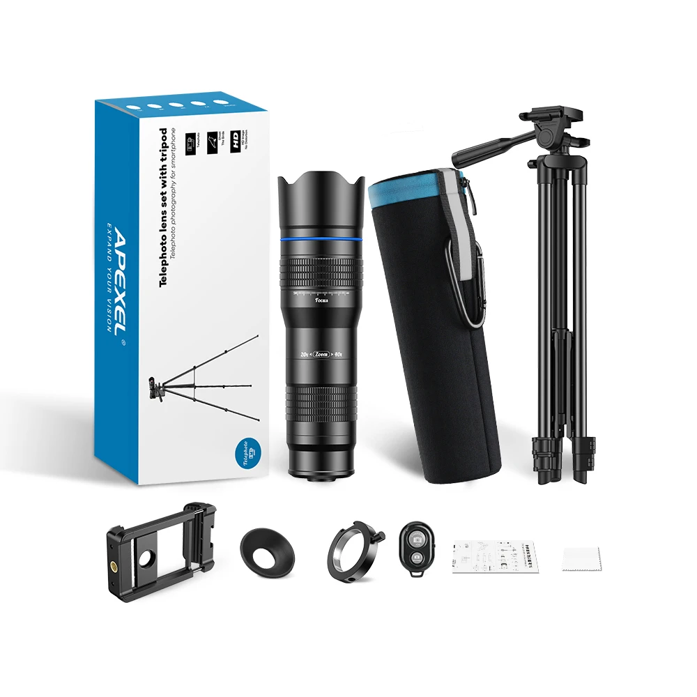 APEXEL HD Metal 20-40x Zoom Telescope Lens Phone Telephoto Lens With Extendable Mini Tripod for All Smartphones Hunting Sports - Image 7