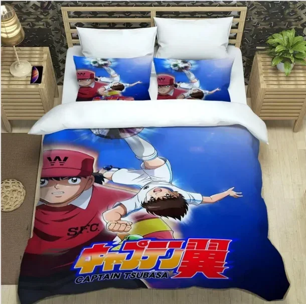 Cartoon bedding set, Captain Tsubasa duvet set, home bedroom duvet cover pillowcase, boy and girl gifts - Image 3