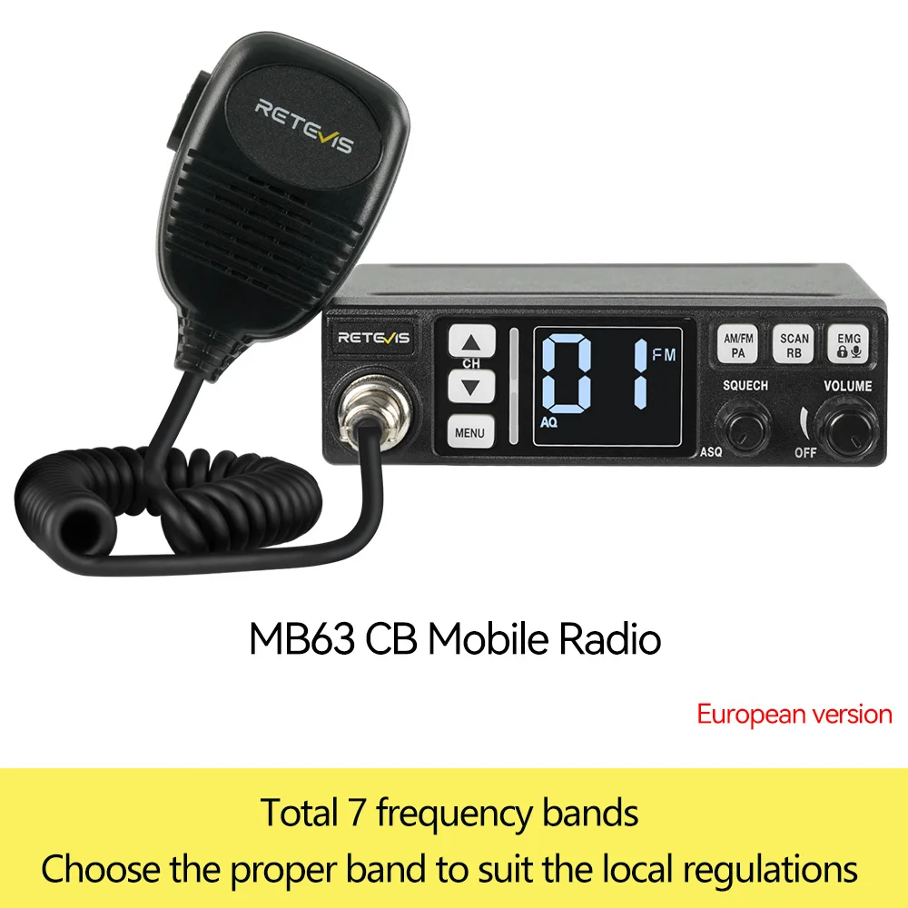 Retevis MB3/MB63 CB Radio Station Long Range Communication Professional Car Mobile Ham Radio AM FM Channel 9/19 VOX For Truckers - Image 7