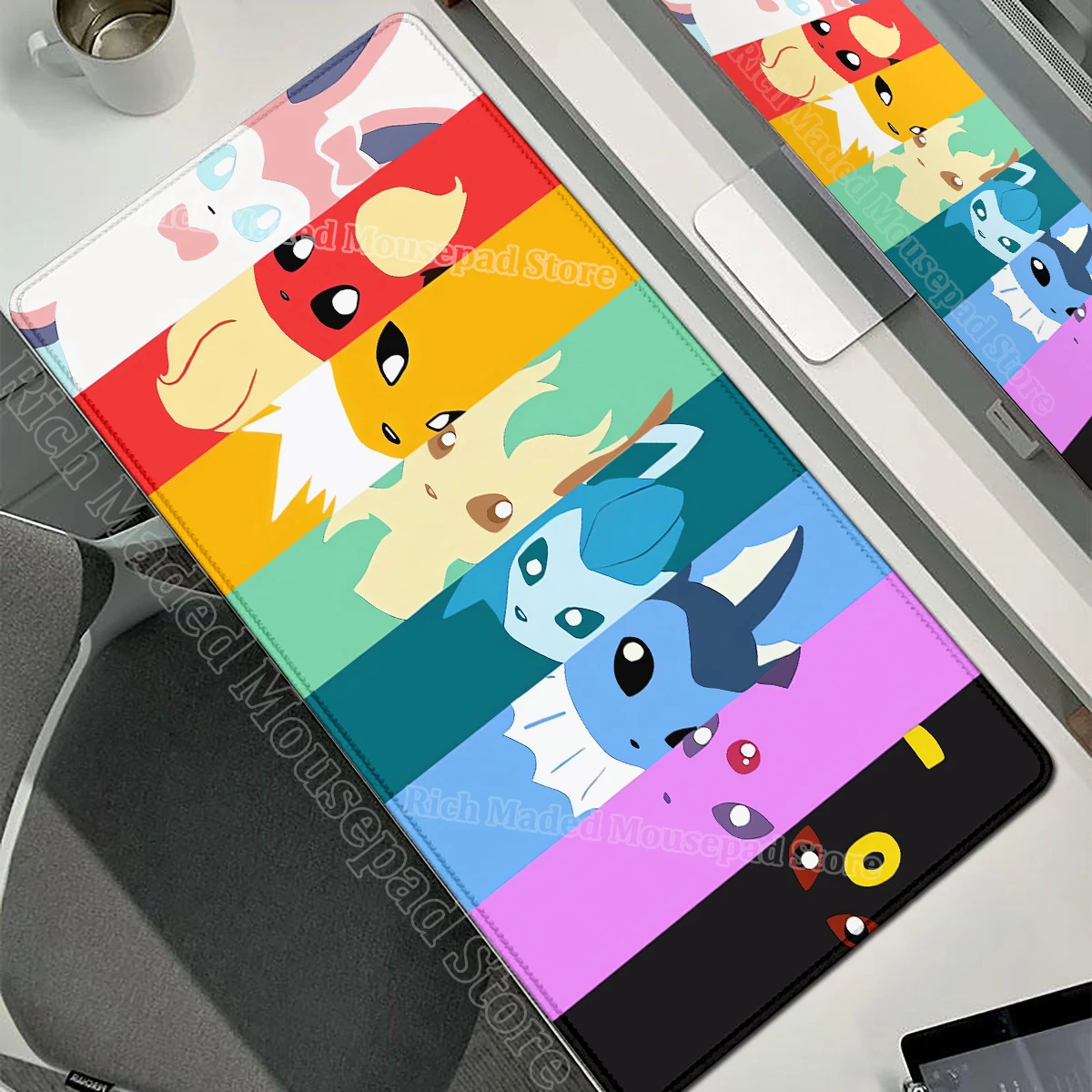 Game Card Pad Gaming Carpet Anime Keyboard Pad Pokemon Eevee Mousepad Gamer Mouse Pads Laptop Extended Desk Mat PC Cabinet Rug - Image 16