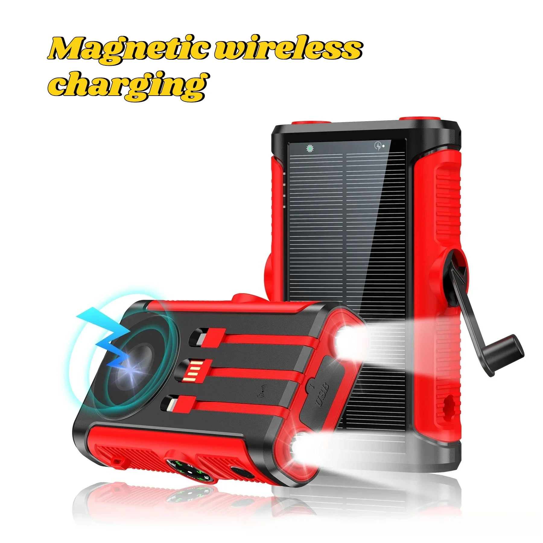 50000mAh Solar Power Bank 22.5W Magnetic Wireless Charging Camping Powerbank with Cables External Battery for IPhone Magsafe - Image 7