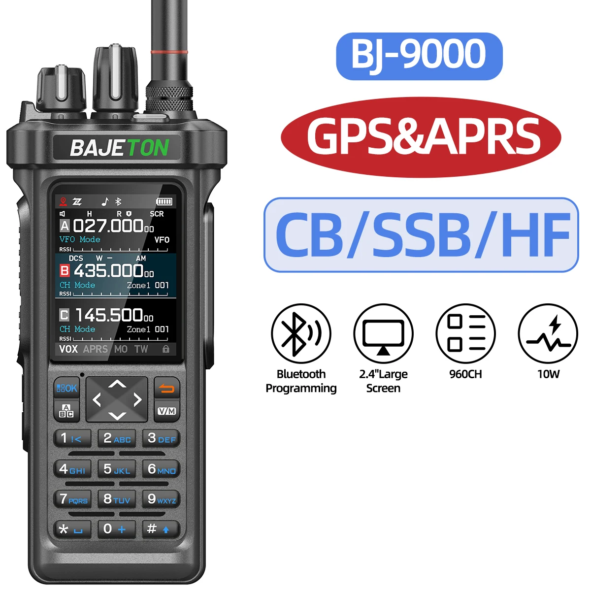 BAJETON BJ-9000 GPS APRS Walkie Talkies 10W CB 27Mhz Receive Bluetooth Programming Long Rang NOAA VOX RT-950 RT-950PRO Ham Radio - Image 10